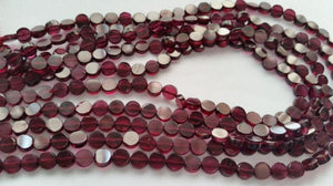 Natural Garnet Round Coin shape 5MM , Machine Polish - LENGTH 14 INCH