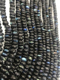 7MM Blue Labradorite Smooth Roundel Coating, length 14"  Smooth Labradorite Blue Coating