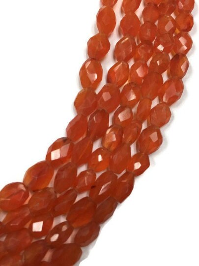 Carnelian Faceted Oval,  7x10mm size, 14 Inch Strand . Heated Carnalian . Orange Agate faceted Oval
