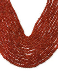 5 Strands, Carnelian Roundel Smooth Beads, 4.5mm, 14 Inch Strand . Heated Carnalian