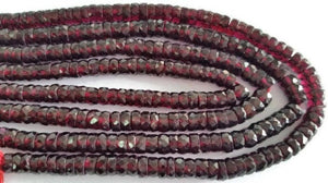 Half Strand Garnet Faceted Washer Shape, 5mm size , Length of 7 Inch . Red Garnet Faceted Heishi shape