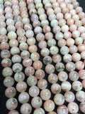 7mm Natural Pink Opal Round Beads , Good Quality - Pink Color . Length 16 Inch