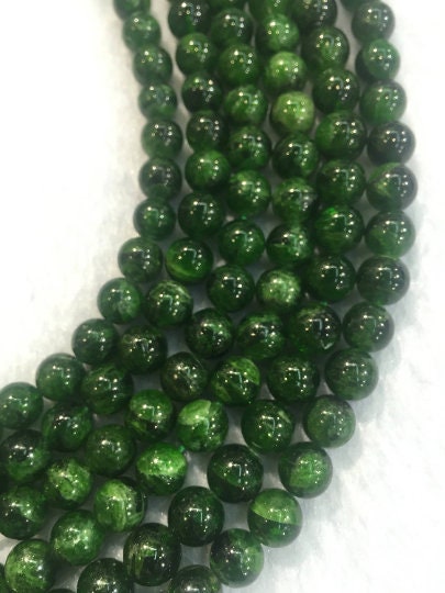 9mm 1/2 strand Chrome Diopside  Round , Very good quality- Length 20cm Natural Chrome Diopside country of origin Russia