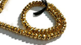 8mm Golden Pyrite Faceted Roundel 14" Gold Coating on Pyrite . Pyrite coating faceted Roundel