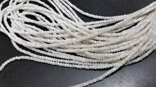 3MM Silverite Faceted Roundel , Superb Fine Quality . Silverite beads 15 Inch Strand. sapphire faceted beads