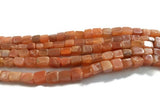 2 strand Pack, Peach Moonstone Smooth Brick shape beads- length 14 inch