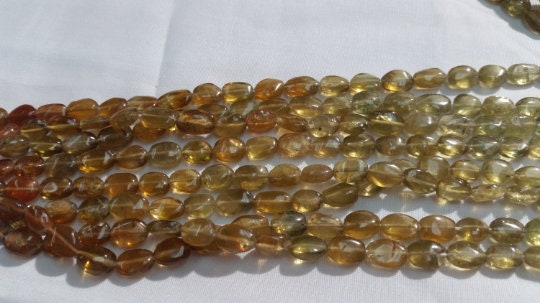 Grossural Garnet Oval Beads 6x8mm , Shaded strand of 14