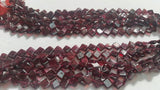 5 Strands, Garnet Square Shape ( Diagonally Drilled Beads) 16 Inch Strand, Top Quality