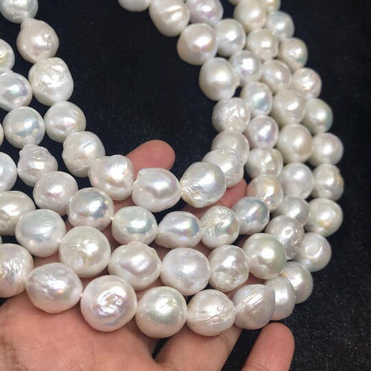Pearl Baroque Shape -AAA Quality - Length 40 cm- Size 14-X 16 M approx Good Quality Natural Freshwater Pearl Baroque Beads -Code(RTX-Kg)