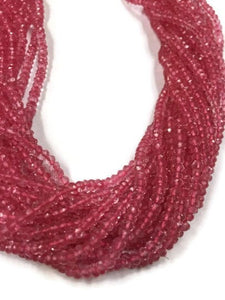 Crystal faceted Rondelles 3mm, AAA Grade Faceted beads, Length 14" machine cut faceted . Pink coating