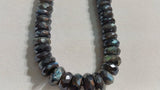 Labradorite Faceted Roundel Coating 10-15mm Graduated Necklace in 15" . Labradorite Coating beads