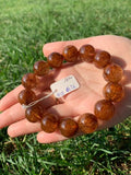 16mm Golden Rutile Round Beaded Bracelet . AAAA Quality bracelet in 8 Inch stretch Bracelet -Big Size Bracelet Code 18