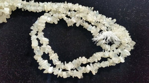 White Moonstone Chips Beads , Length of Necklace 34" . Natural Moonstone Beads. irregular shape