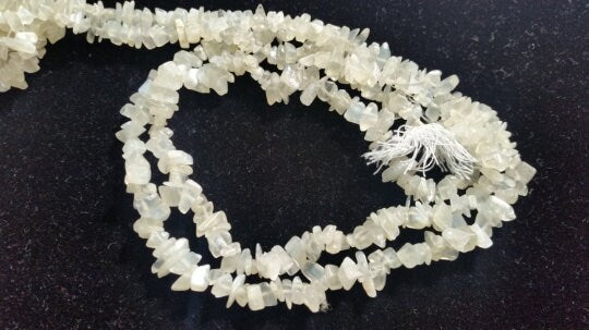 White Moonstone Chips Beads , Length of Necklace 34