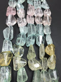 Aquamarine Faceted Nuggets, Top Quality, 12x16mm- 15 Inch Strand . Multi Aquamarine tumble shape