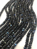 7MM Blue Labradorite Smooth Roundel Coating, length 14"  Smooth Labradorite Blue Coating