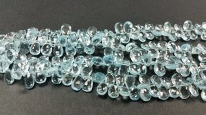 Sky Blue topaz Pear faceted Briollete , Size 6X8MM Good quality Topaz Briolettes . length 4 Inch