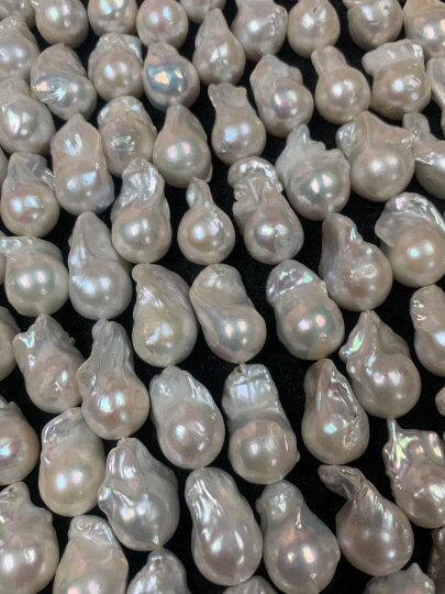 Pearl Baroque Shape -AAA Quality- Length 40 cm- Size 15-17mm x 23-30 mm, Good Quality Natural Freshwater Pearl Baroque Beads -Code(RER-Kg)