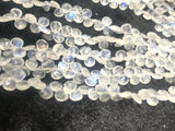 7MM Rainbow Moonstone Faceted Heart Shape briolette , Good quality and transparent stones . Length 8 Inch