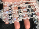 7MM Rainbow Moonstone Faceted Heart Shape briolette , Good quality and transparent stones . Length 8 Inch