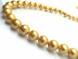 Freshwater Pearl Round beads ,9-11mm ,cultured freshwater pearl  - Golden Color AA Quality 40cm Length code #01