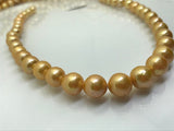 Freshwater Pearl Round beads, 10-14mm ,cultured freshwater pearl  - Golden Color AA Quality 40cm Length code #01