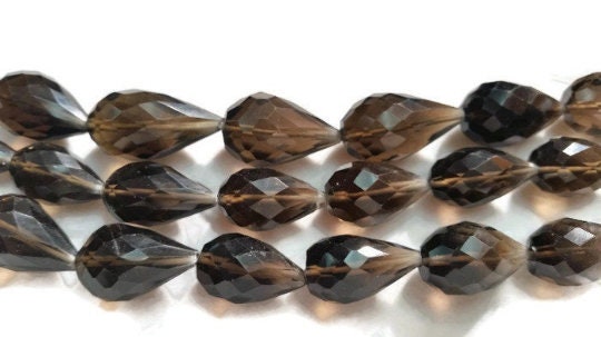 Long Smoky Faceted Drop Shape, Big Size Drops 13X21MM , Length 14