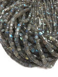 Labradorite Faceted Tyre / wheel Shape , AAA Quality faceted beads, length 13.5 Inch . 4MM Blue Flash Labradorite