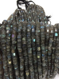 Labradorite Faceted Tyre / wheel Shape , AAA Quality faceted beads, length 13.5 Inch . 4MM Blue Flash Labradorite