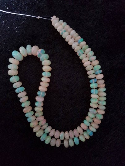 Ethiopian Opal  Roundel Beads 6-10mm size, 16 Inch Strand, Superb Quality,95 carat- Ethiopian Opal Beads