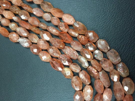 Sunstone Faceted Oval, 7x9mm size, 14 Inch Strand, AA Quality Natural Sunstone shape