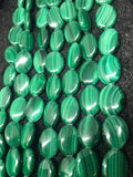 12X16mm Malachite Oval Beads , Length of strand 40 cm - Top Quality , Natural Malachite Beads- Dark Green Color