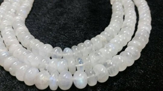 9MM Rainbow Moonstone Smooth Roundel Beads , AAA quality and length 14