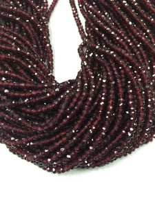 Garnet Faceted 3mm, Red Garnet Faceted, Faceted Roundel Top Quality . length 13.5 Inch