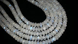 6MM Rainbow Moonstone faceted Rondelles , Length 14''Top Quality Beads, AAA grade.