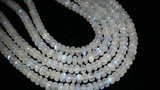 7MM Rainbow Moonstone faceted Rondelles , Length 10''Top Quality Beads, AAA grade