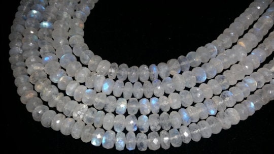 6MM Rainbow Moonstone faceted Rondelles , Length 14''Top Quality Beads, AAA grade