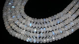 5MM Rainbow Moonstone faceted Rondelles , Length 10''Top Quality Beads, AAA grade