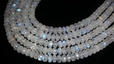 6MM Rainbow Moonstone faceted Rondelles , Length 14''Top Quality Beads, AAA grade.