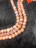 8MM Moonstone Faceted Round Coated Beads - length 8 Inch -Good Quality faceted beads- Peach Color