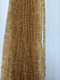 5MM Citrine faceted Roundel . Natural Citrine micro faceted beads. Length 13.5 Inch . faceted Roundel , machine cut faceted