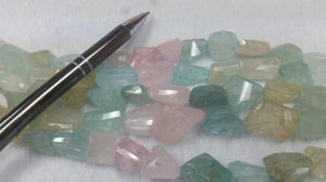 AQUAMARINE 14X17 MM FACETED Nuggets, Faceted tumble shape, Length 9" Top Quality