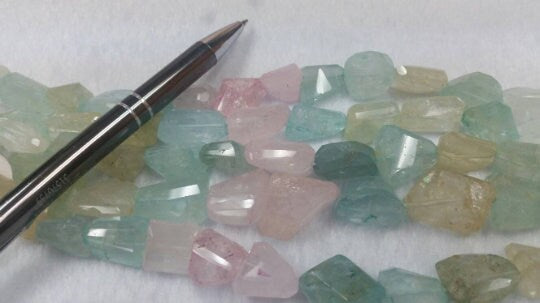 AQUAMARINE 14X17 MM FACETED Nuggets, Faceted tumble shape, Length 9