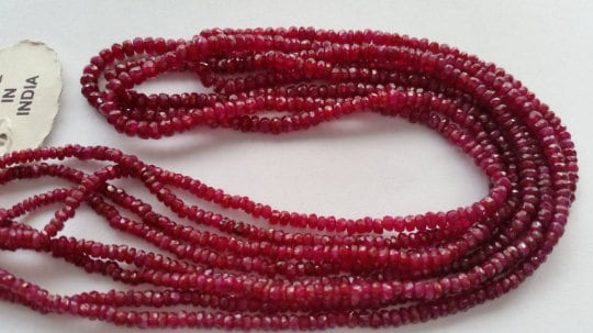 Natural Ruby Faceted 2.5 - 3.5 MM Top Quality Beads , Length 17
