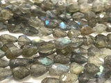 Labradorite Faceted Drop Shape straight drill Approx 6x8 MM length 14" Approx . Blue Flash Labradorite