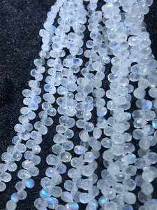 Rainbow Moonstone Faceted Drop Shape , 5X8MM , AAA Top Quality Beads, Blue shinning