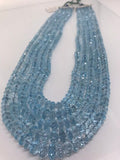 19 Inch Swiss Blue Topaz Faceted Roundel 5-10MM , Top Quality, Swiss Blue topaz faceted Beads. Listing of single strand