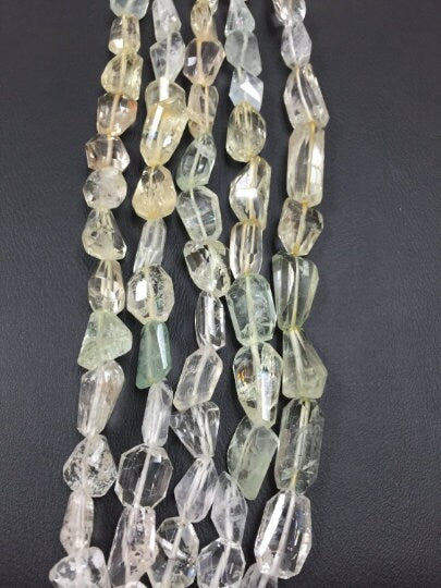 Aquamarine Faceted Nuggets 10x14mm approx, 14 Inch Strands, AAA Quality
