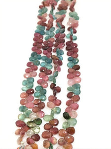 7x9MM Tourmaline Faceted PearBriolettes, Tourmaline Briolettes, 8.5 Inch Strand Multi Color tourmaline , tourmaline layout .