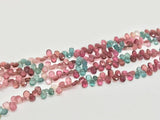 4X6MM Tourmaline FacetedPearBriolettes, Tourmaline Briolettes, 8.5 Inch Strand Multi Color tourmaline , tourmaline layout